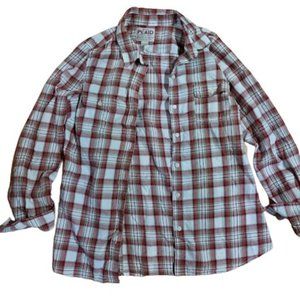 Old Navy- XS- Red & Brown Plaid flannel